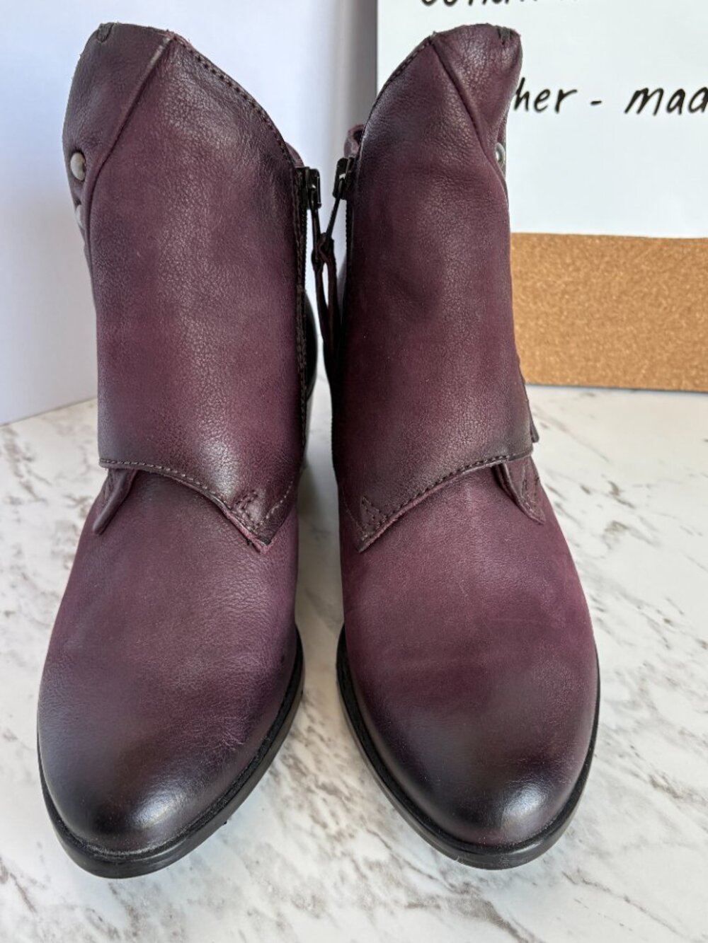 MJUS Italian Leather Ankle Boots Purple / Black